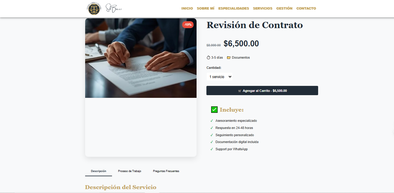 Estudio Bucci Tienda - Detalle de servicio